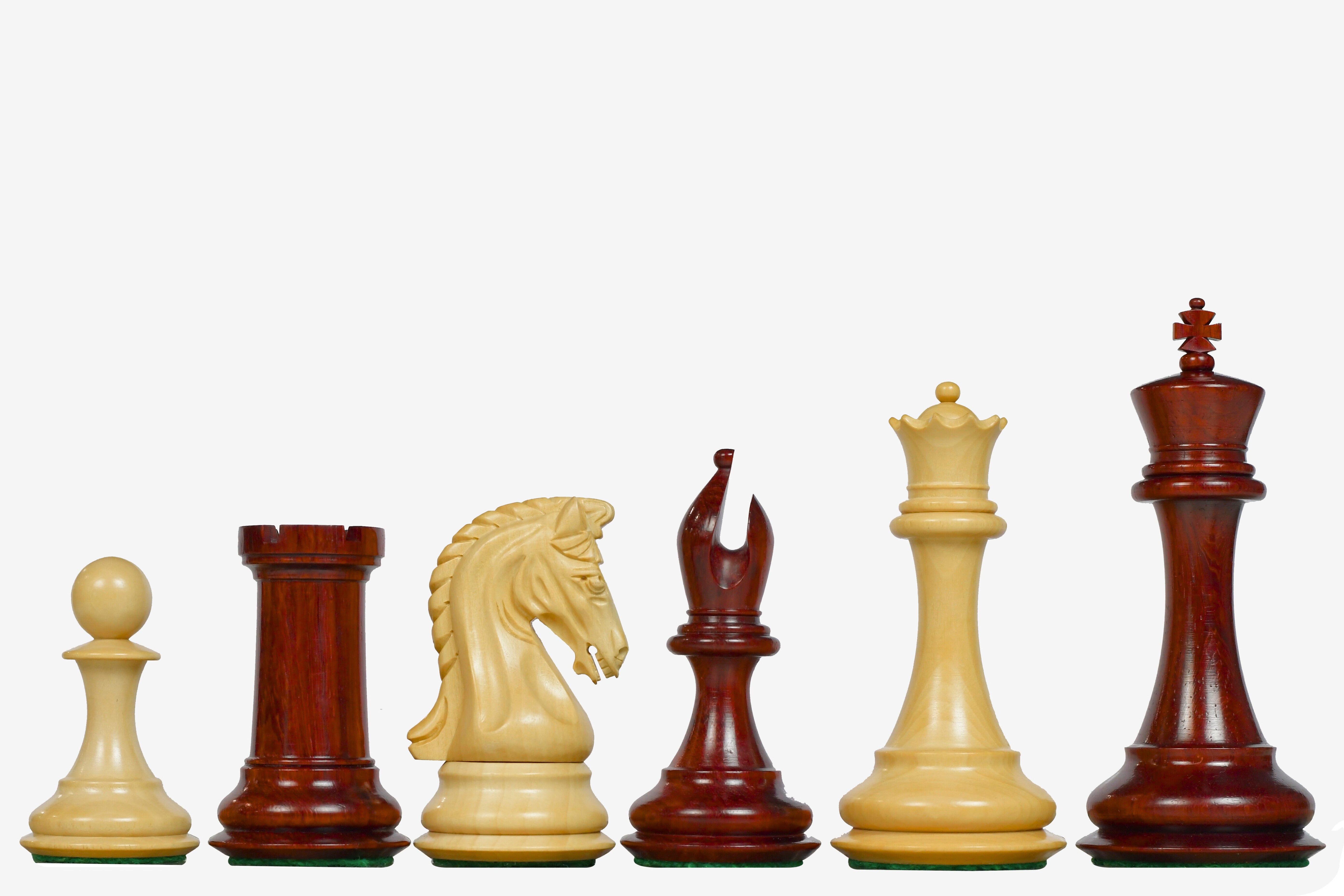 4.4" Luxury Imperial Chess Pieces Bud Rosewood & Boxwood Triple Weighted