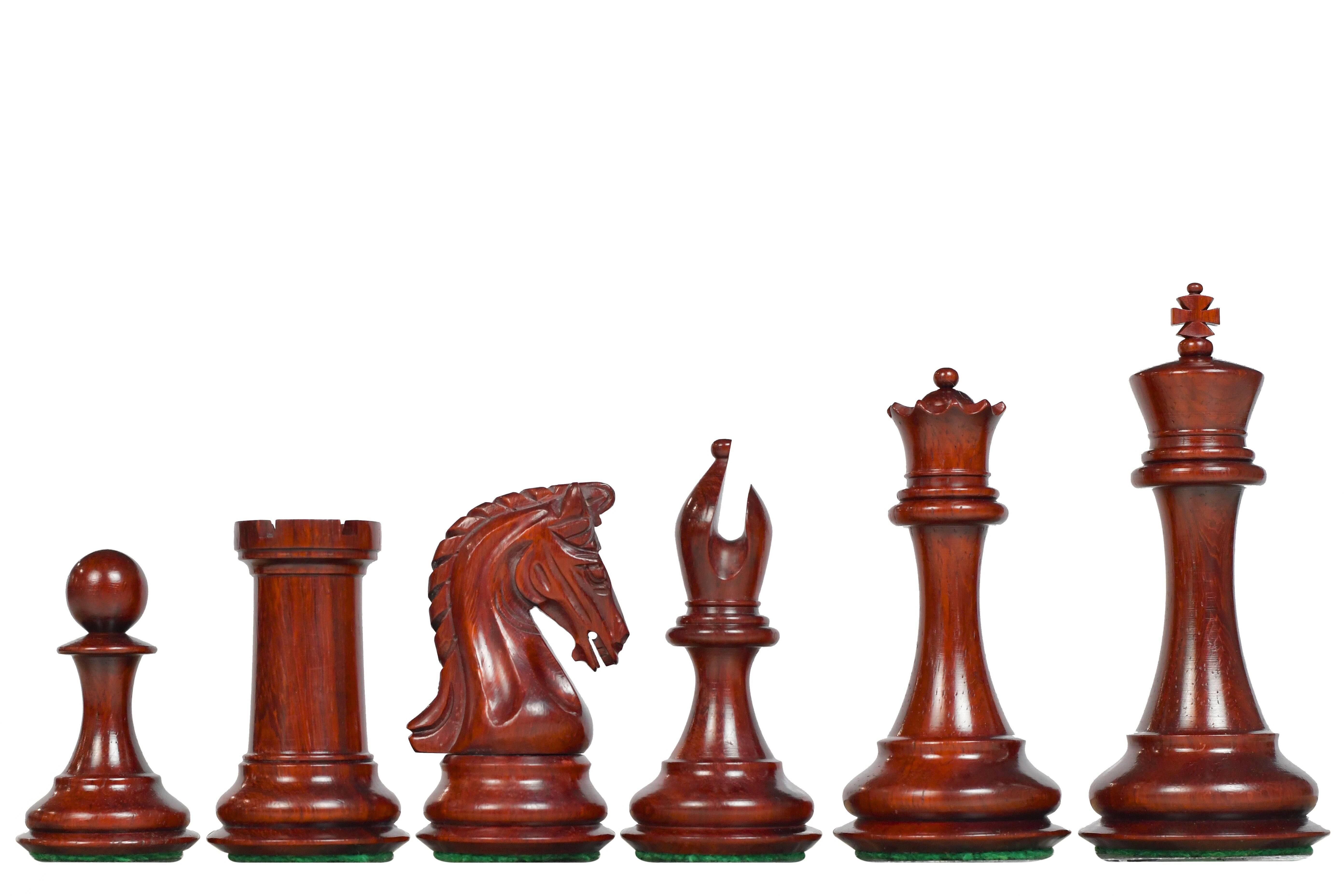 4.4" Luxury Imperial Chess Pieces Bud Rosewood & Boxwood Triple Weighted