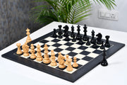 Combo of Bridle Series Chess Pieces in Ebony / Box Wood & Black Anigre Maple Matte Finish Chess Board - 4.8" King