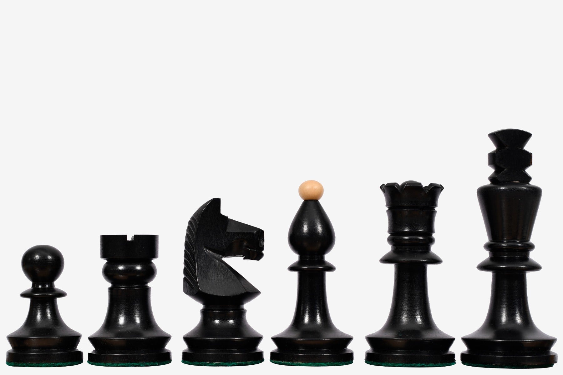 Reproduced Romanian-Hungarian National Tournament Chess Pieces in Ebonized & Natural Boxwood - 3.8" King