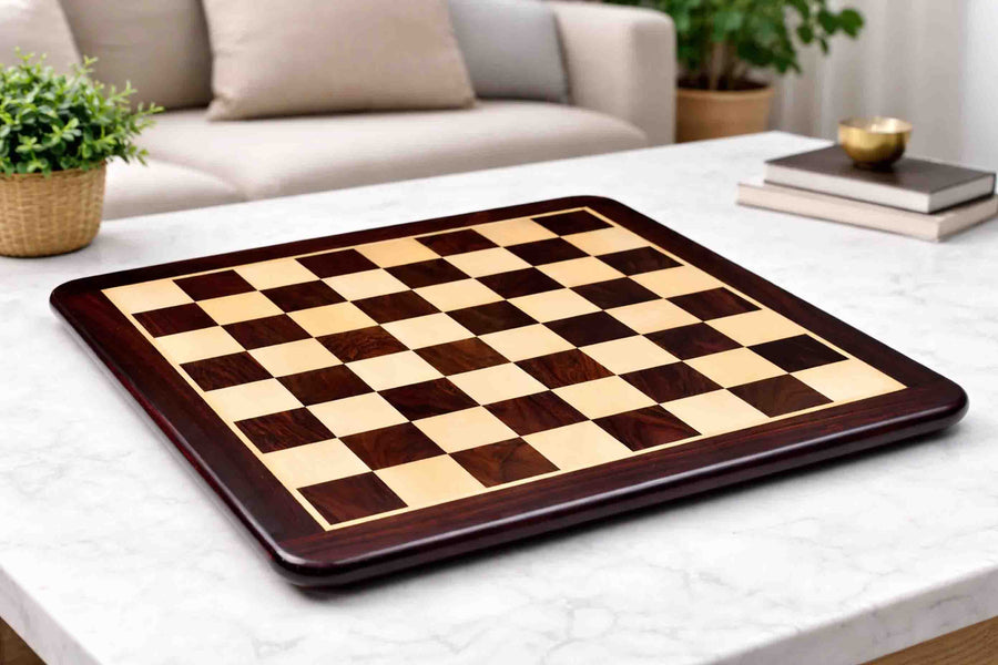 Solid Dark Brown Indian Rosewood Chess Board 23" (60mm Squares)