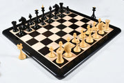 1950s Soviet Latvian Chess Set Ebonized Boxwood 4.1" with 21" with Chess Board