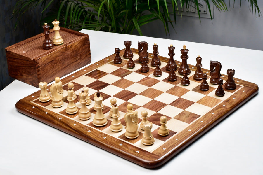 Old 1959 Russian Zagreb Pieces in Sheesham / Boxwood - 3.8" King with Board & Box