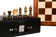 1959 Reproduced Russian Zagreb Series Chess Pieces in Burnt Boxwood - 3.89" King  with Box & Board