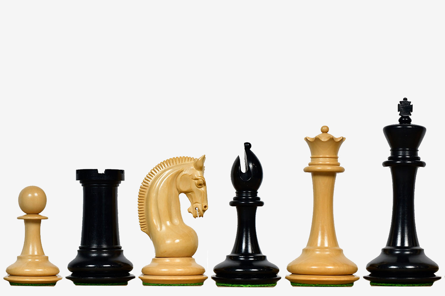 The CB Red Rum Luxury Staunton Series Chess Pieces in Ebony / Boxwood - 4.4" King