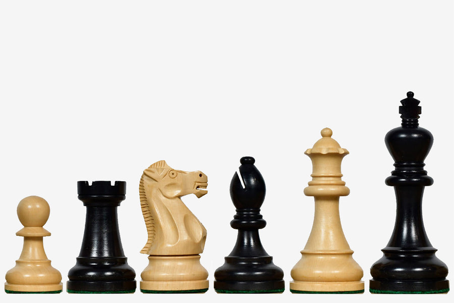 American Staunton Weighted Tournament Pieces Ebonized Boxwood 4.1" -King
