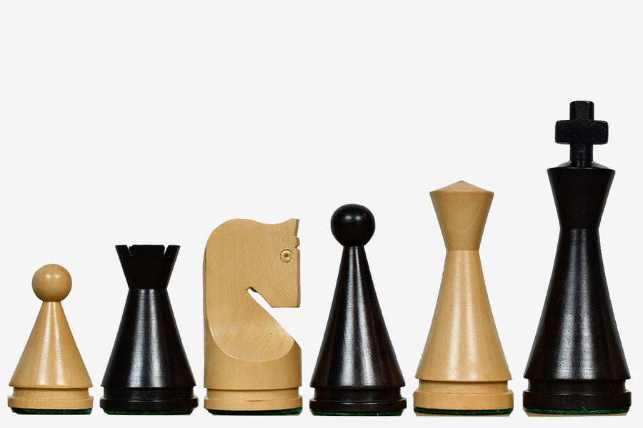 Classic Cone Shaped Chess Pieces Ebonized & Natural Boxwood 4.09"- King