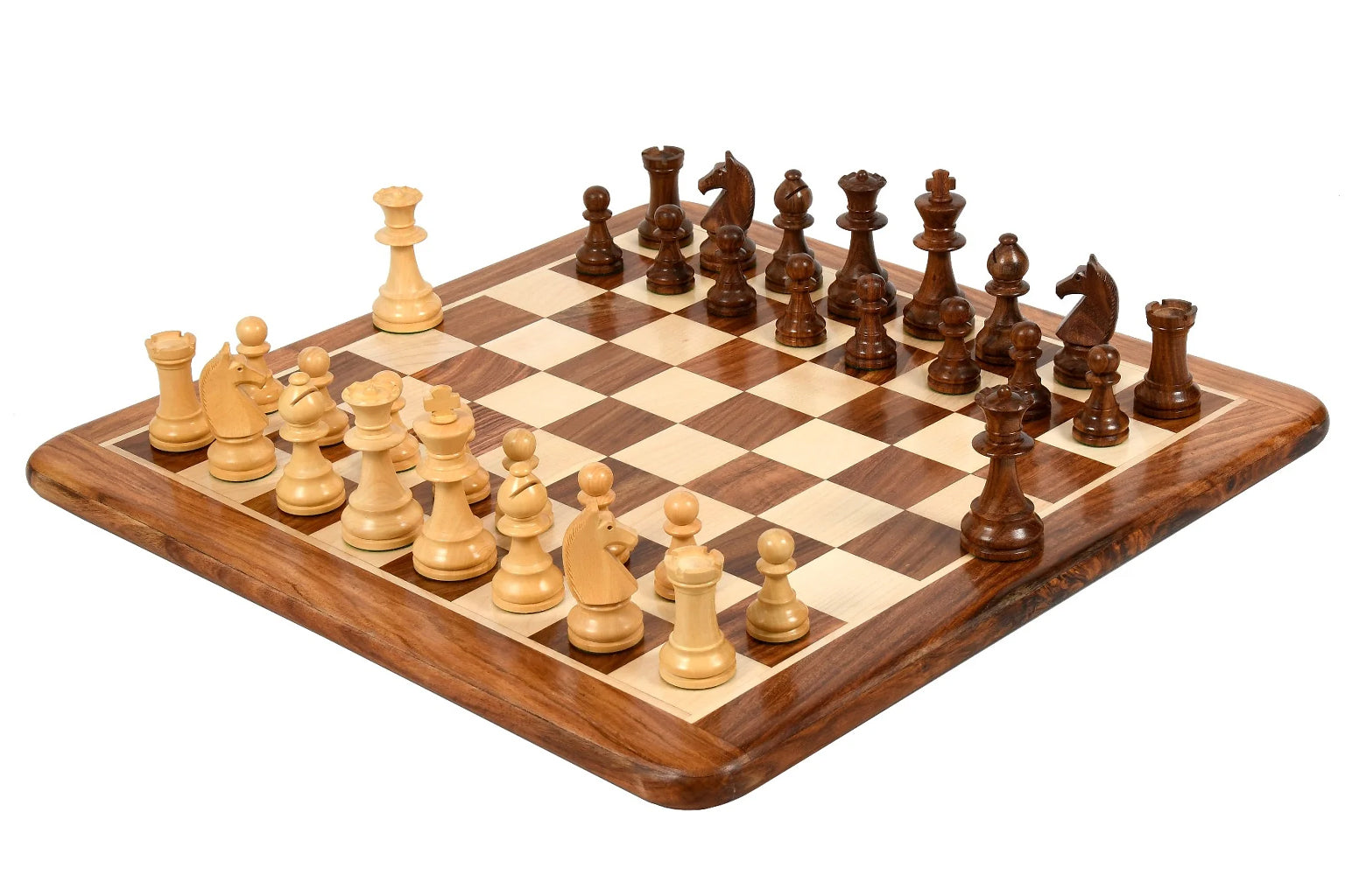 Repro 90s French Chavet Championship Chess Set V2.0 in Sheesham / Boxwood with Board - 3.66" King