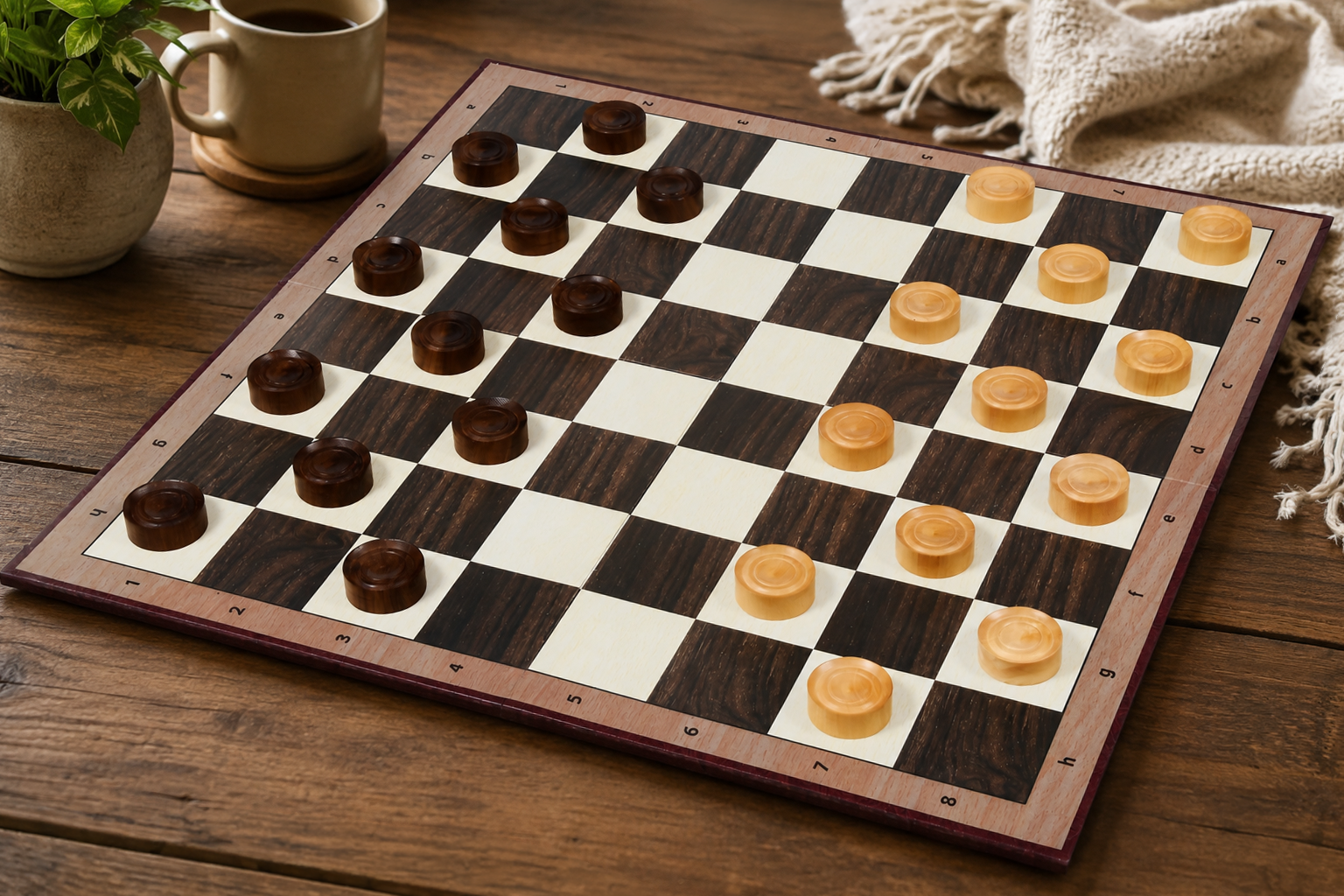 Wooden Checkers Draughts Set in Sheesham & Boxwood 35mm