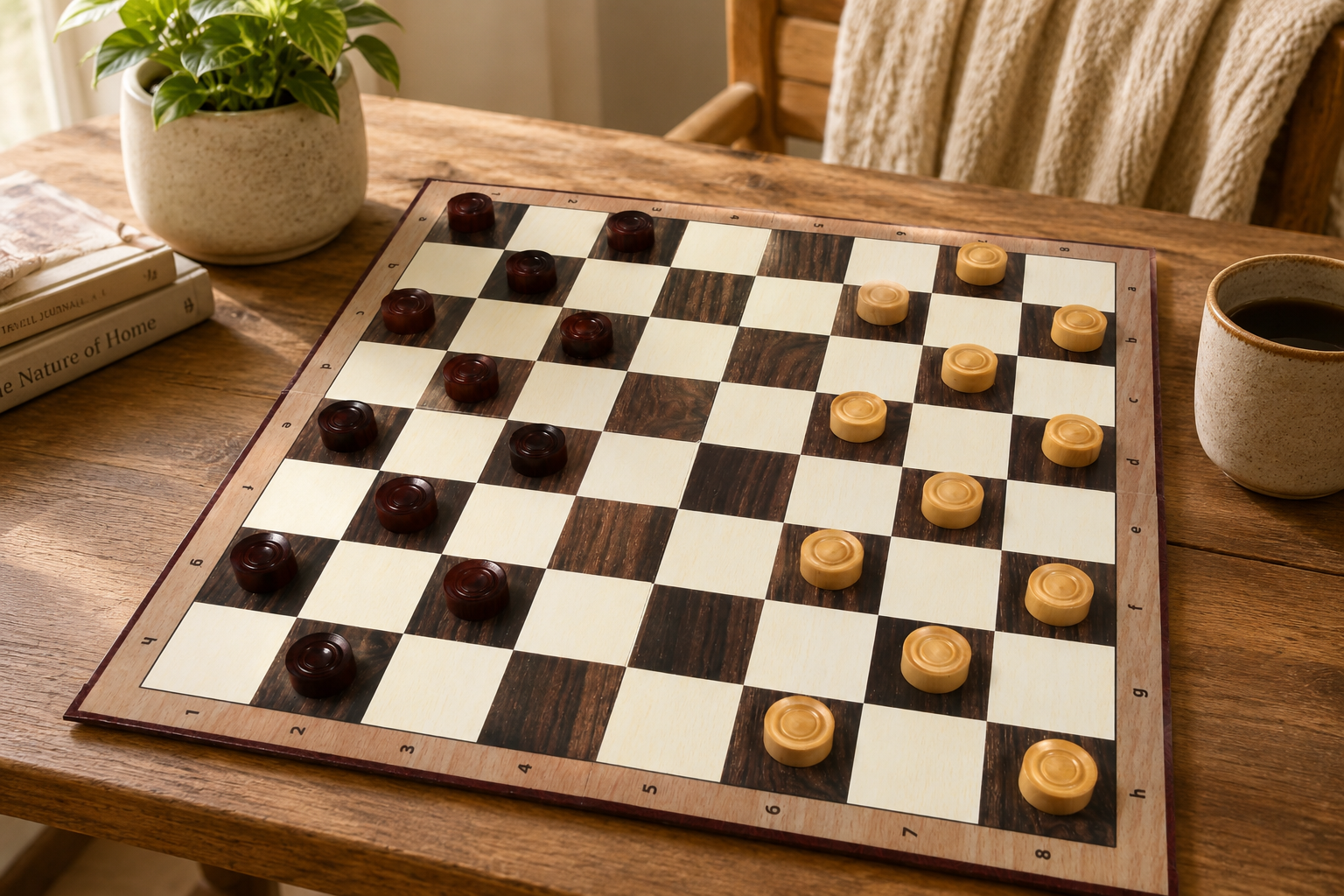 Wooden Checkers Draughts Set in Bud Rosewood & Boxwood 30mm