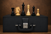 The Shera Series Chess Pieces V2.0 in Ebony/Boxwood - 4.4" King with Box