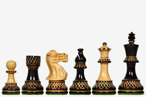 Burnt Blazed Handcarved Lacquer Chess Pieces Burnt Boxwood 3.8"- King