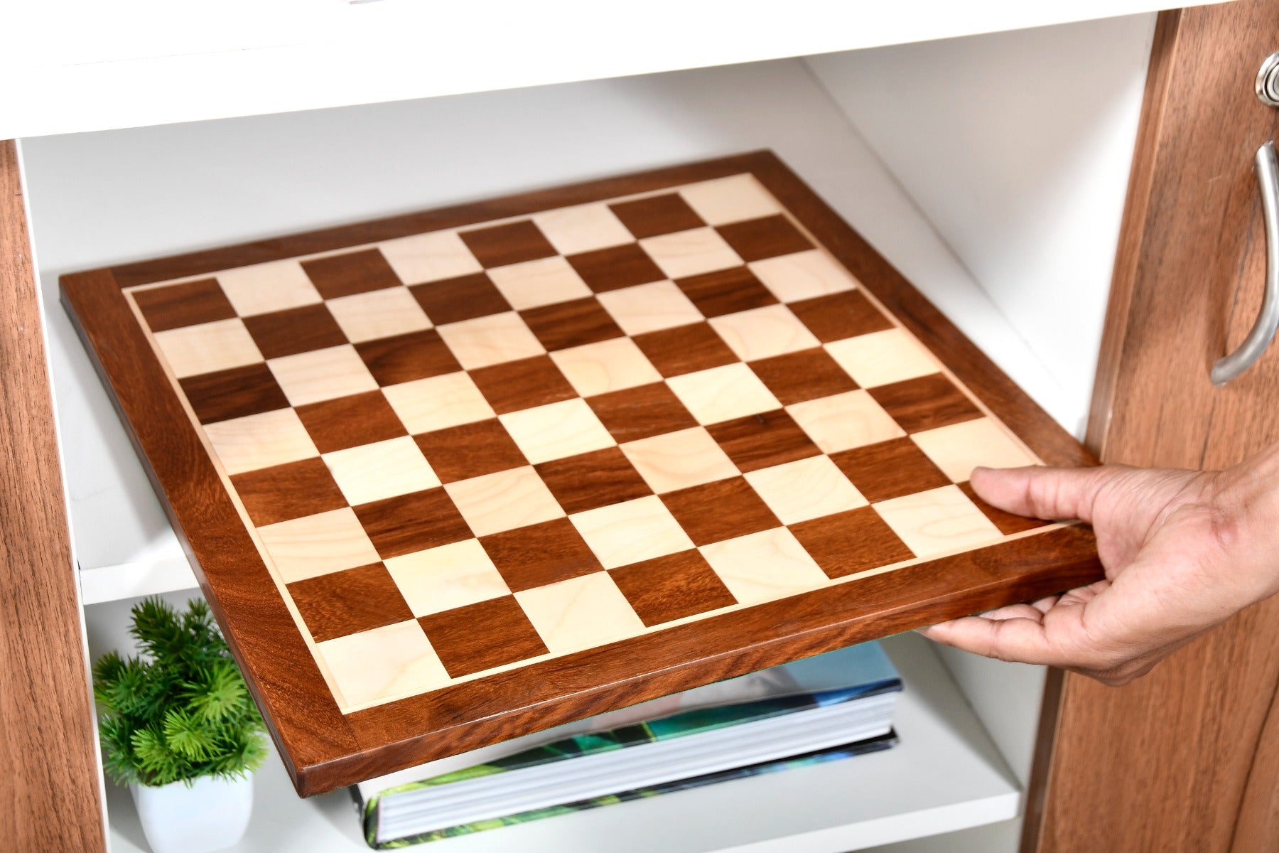 Solid Wood Chess Board – 14.5" Sheesham & Maple Wood | 37mm Chess Pieces