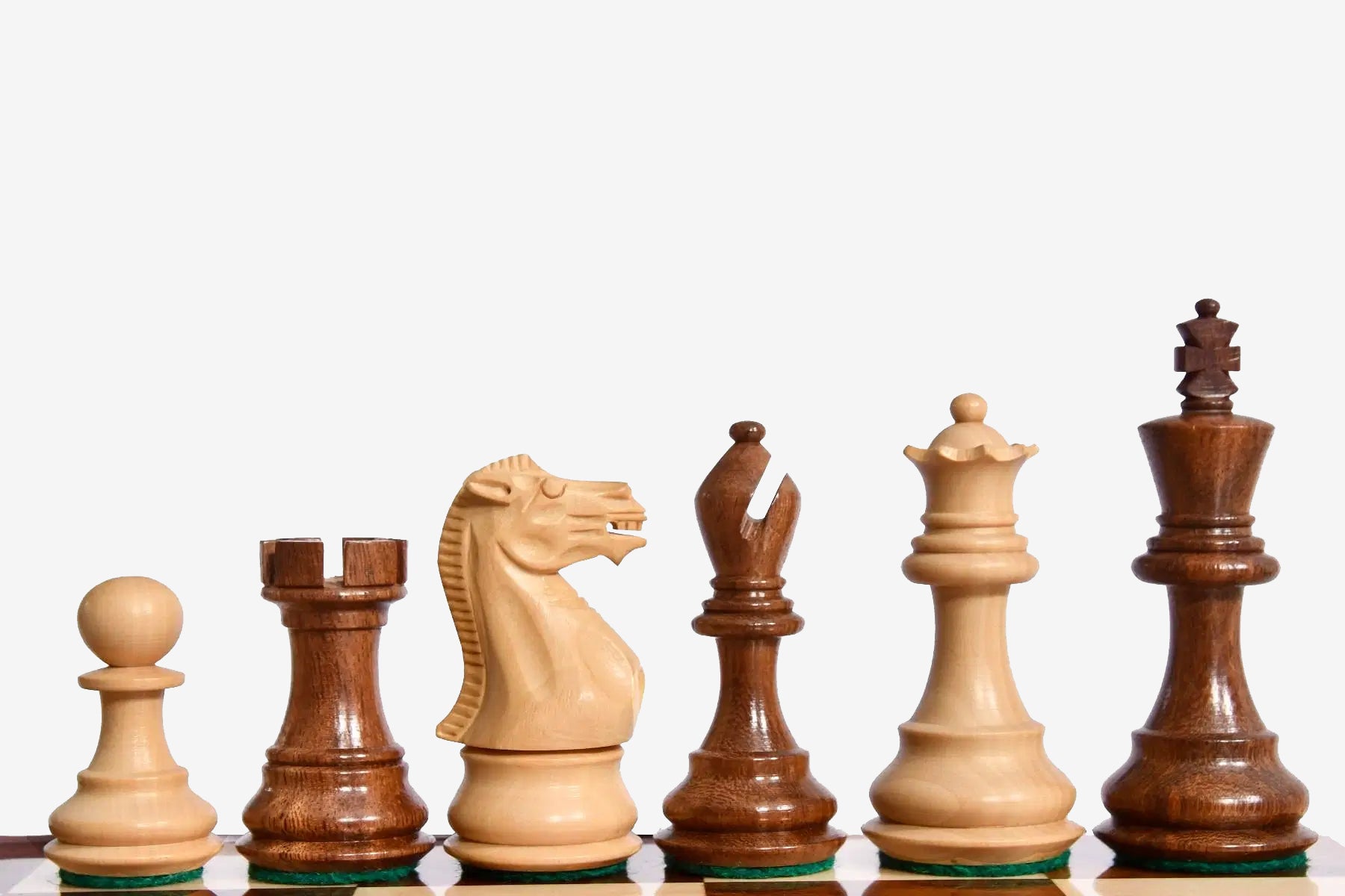 The Player Series Staunton White & Brown Chess Pieces in Sheesham Wood & BoxWood - 3.0" King Extra Queens By Chessbazaar
