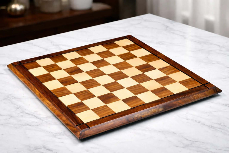 Deluxe Solid Sheesham & Maple Wooden Chess Board 21" (55mm)