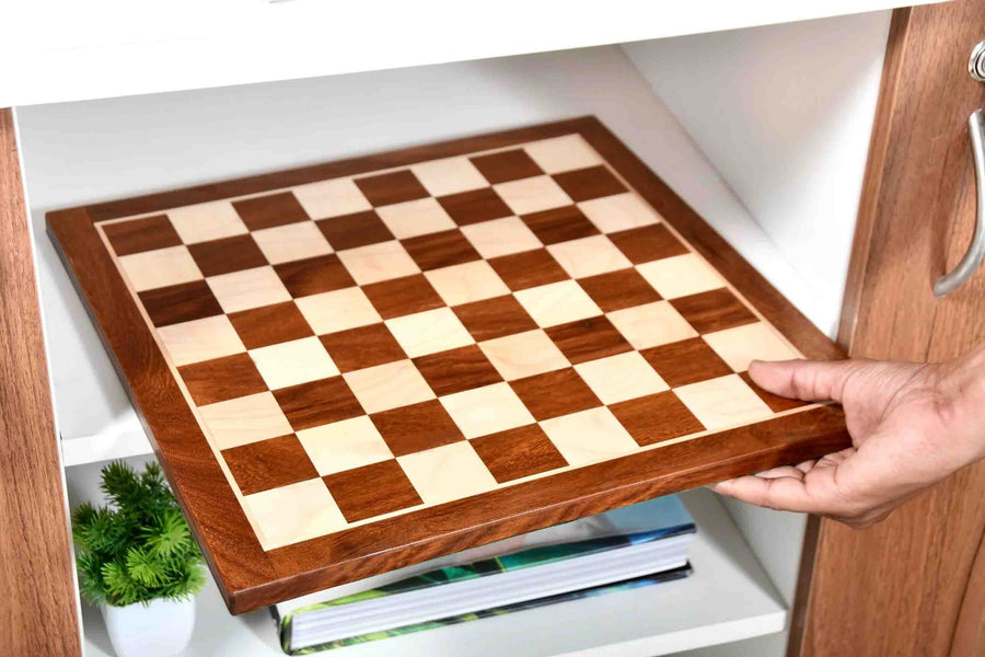 Solid Wood Chess Board 14.5" Sheesham & Maple (37mm Squares)