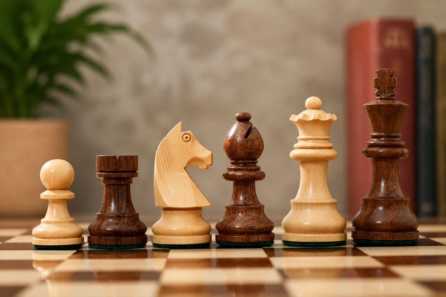 Tournament Staunton Chess Pieces German Knight Sheesham 3"- King