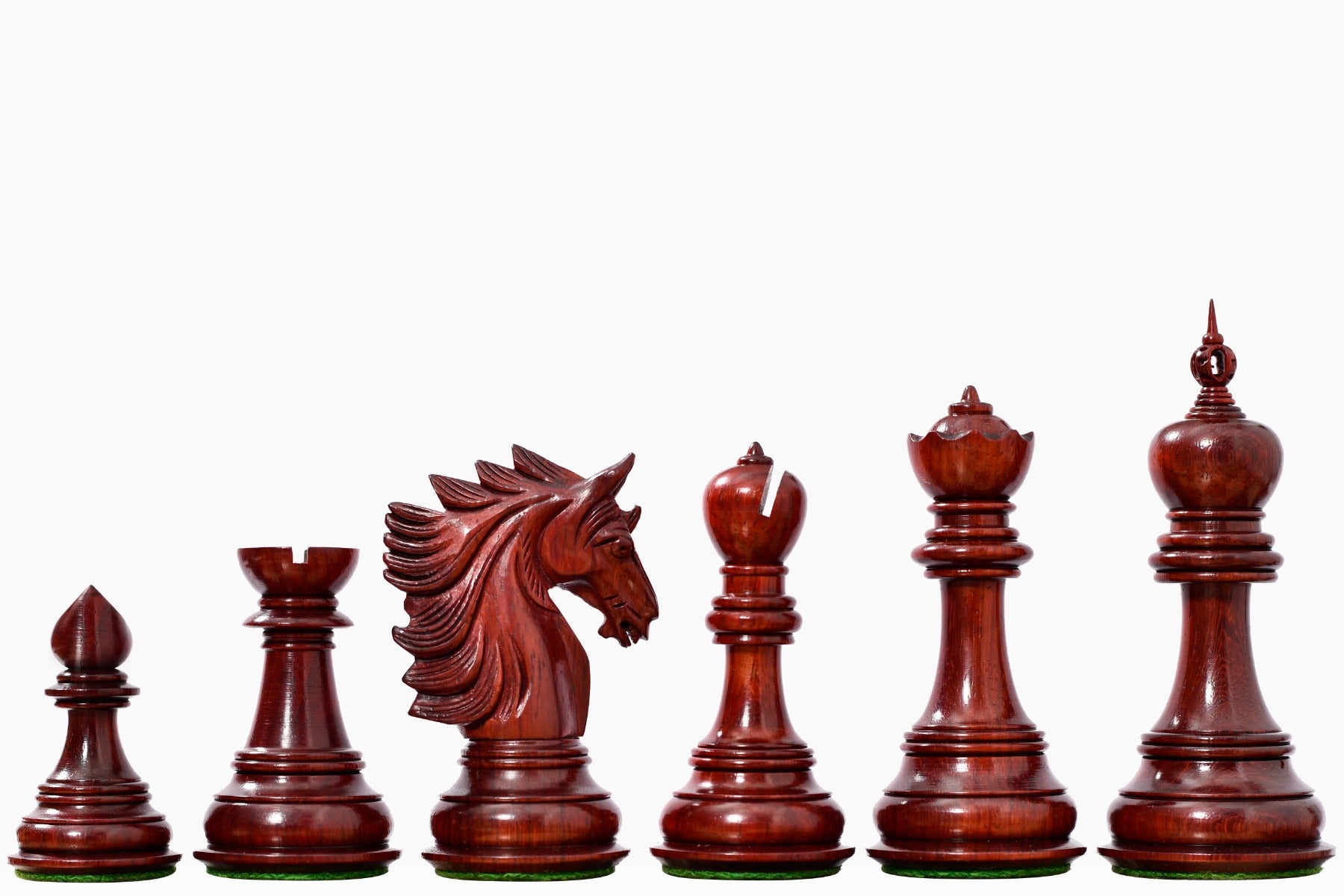 The Sher-E-Punjab Series Chess Pieces in Bud Rosewood / Boxwood - 4.6" King