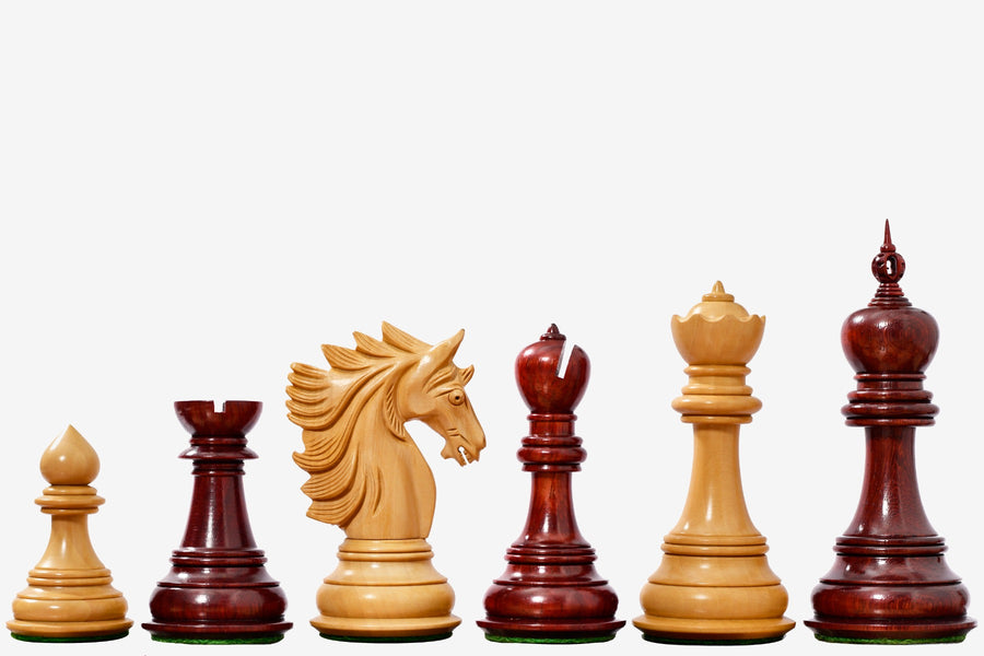 Sher-E-Punjab Series Chess Pieces in Bud Rosewood & Boxwood - 4.6" King