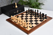 Combo The Shera Series Staunton Triple Weighted Chess Pieces V2.0 in Ebony / Box Wood - 4.5" King with Board & Box