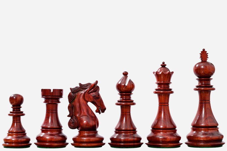 Shera Series Expertly Weighted Chess Pieces in Bud Rosewood & Boxwood - 4.5" King
