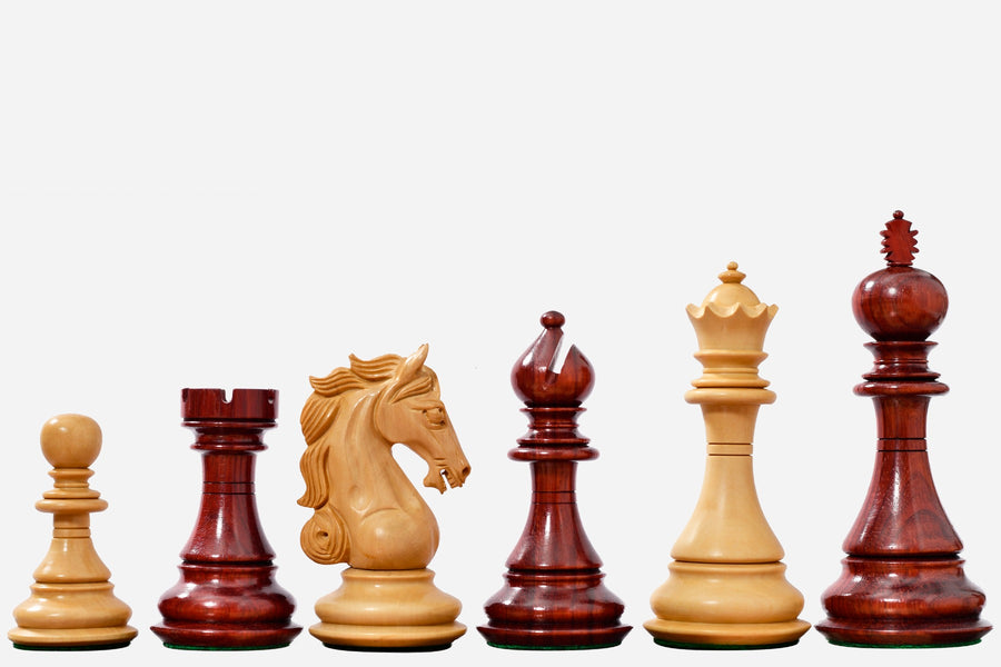 Shera Series Expertly Weighted Chess Pieces in Bud Rosewood & Boxwood - 4.5" King