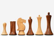 Minimalist Soviet Style Chess Pieces in Sheesham & Boxwood 3.7" King
