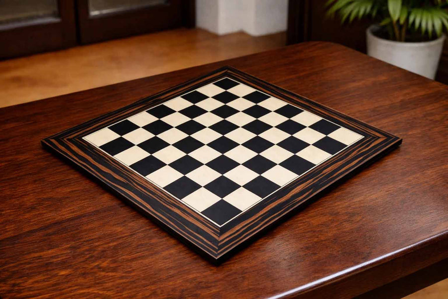 Deluxe Black Dyed Poplar & White Erable Matte Chess Board 24" 60mm