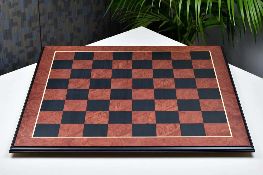Deluxe Black Anigre Red Ash Burl Matte Chess Board 24" (60mm)