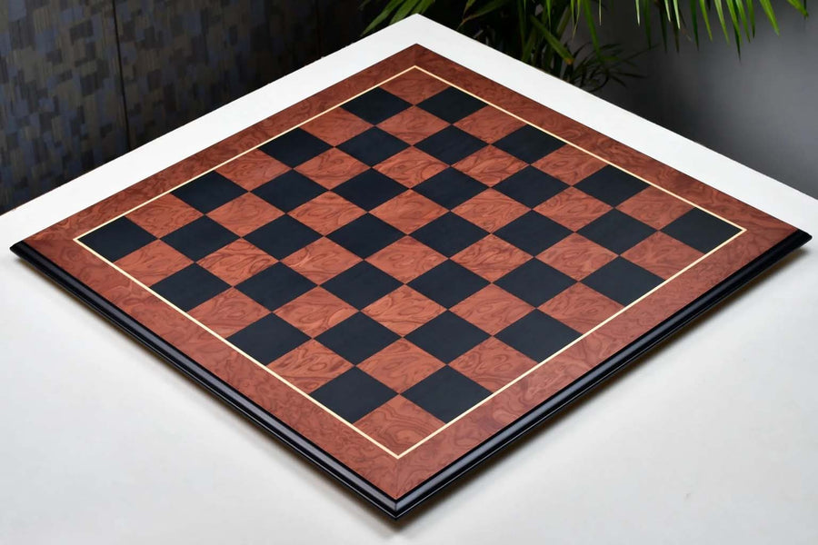 Deluxe Black Anigre Red Ash Burl Matte Chess Board 24" (60mm)