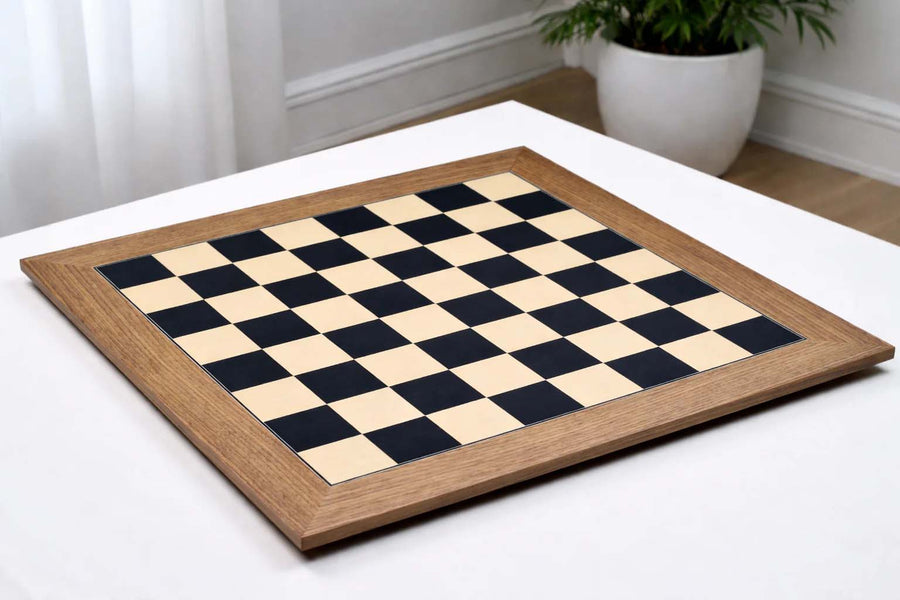 Wooden Deluxe Black Dyed Poplar & Sycamore with Matte Finish Chess Board 24" - 60 mm - CHESSBAZAAR