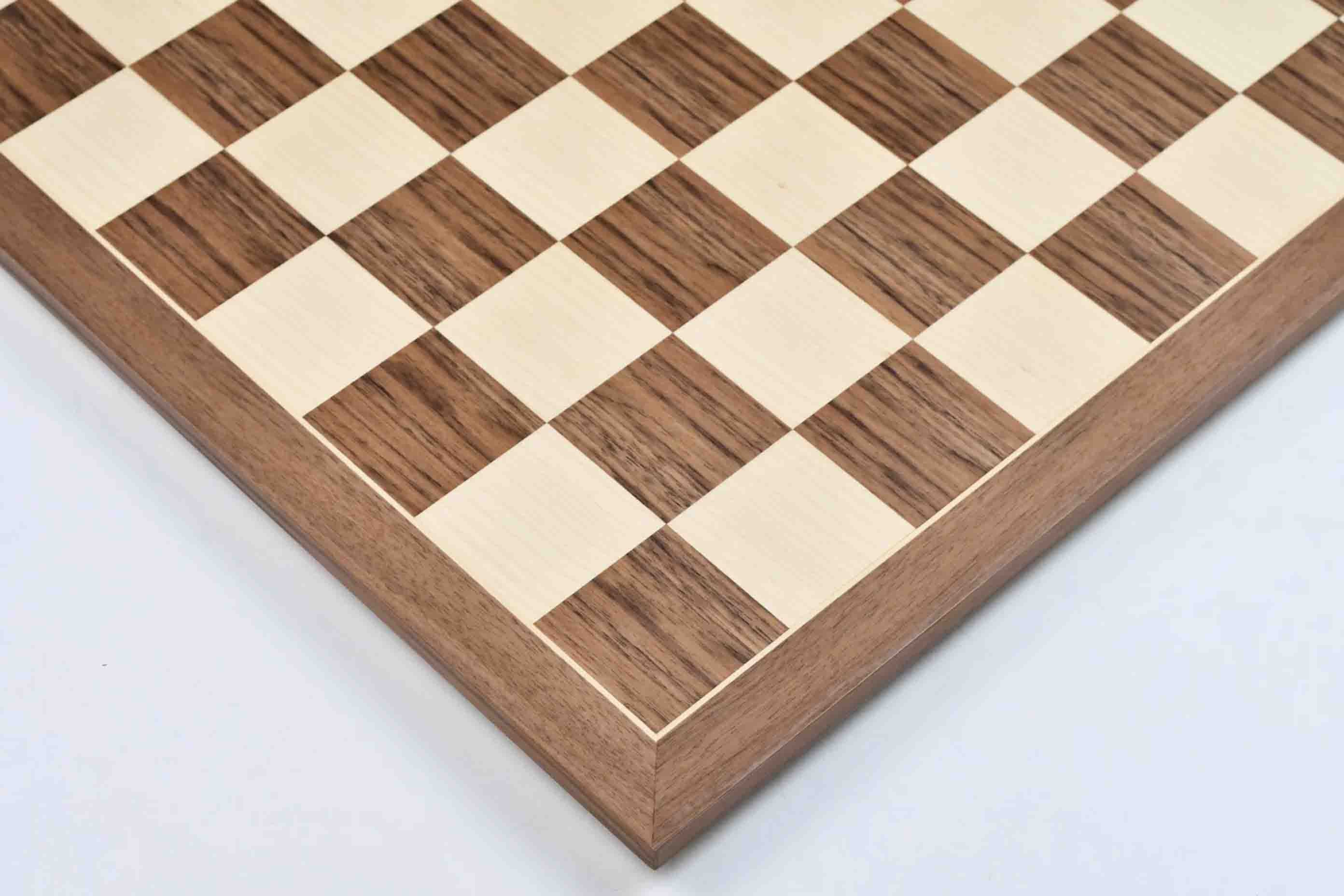 Standard Walnut & Maple Matte Finish Wooden Chess Board 21" 60mm