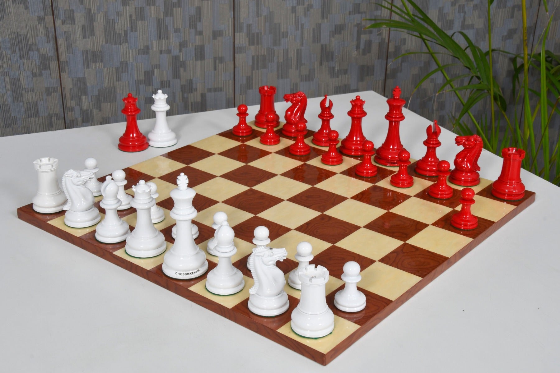 Repro 1849 Original Staunton Chess Pieces in -4.5" King with Chess Board