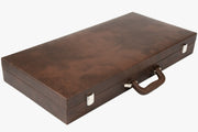 Leatherette Chess Set Briefcase Storage Box Coffer (Brown Color) with Fixed Slots for 3.75" - 4" Pieces
