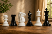 Imperfect Chess Pieces in Black Painted & White Painted Wood - 4.3" King