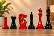 Imperfect Chess Pieces in Black Painted & Red Painted Wood - 4.3" King