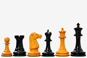 Circa 1887 Turner-Teich Staunton Chess Pieces in Ebony & Golden Antiqued Wood - 4.0" King