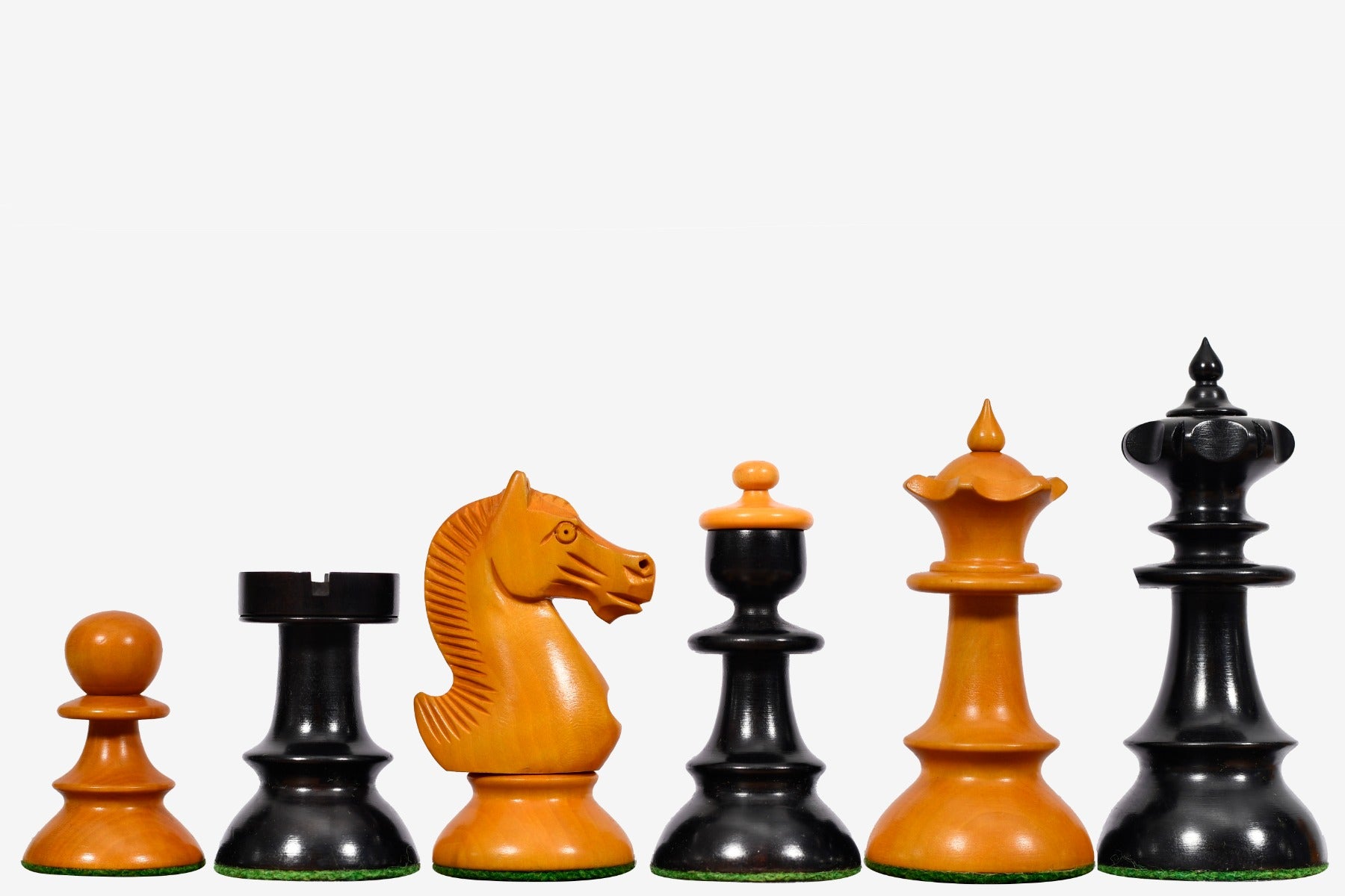 Repro Austrian Coffee House Old Vienna Pieces in Ebonized & Antique Boxwood V2.0- 3.75" King with Board