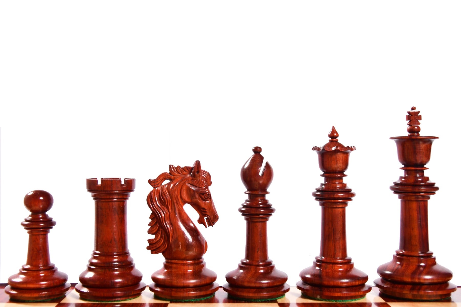 The French Warrior Luxury Wooden Chess Pieces in Bud Rosewood & Boxwood - 4.4" King