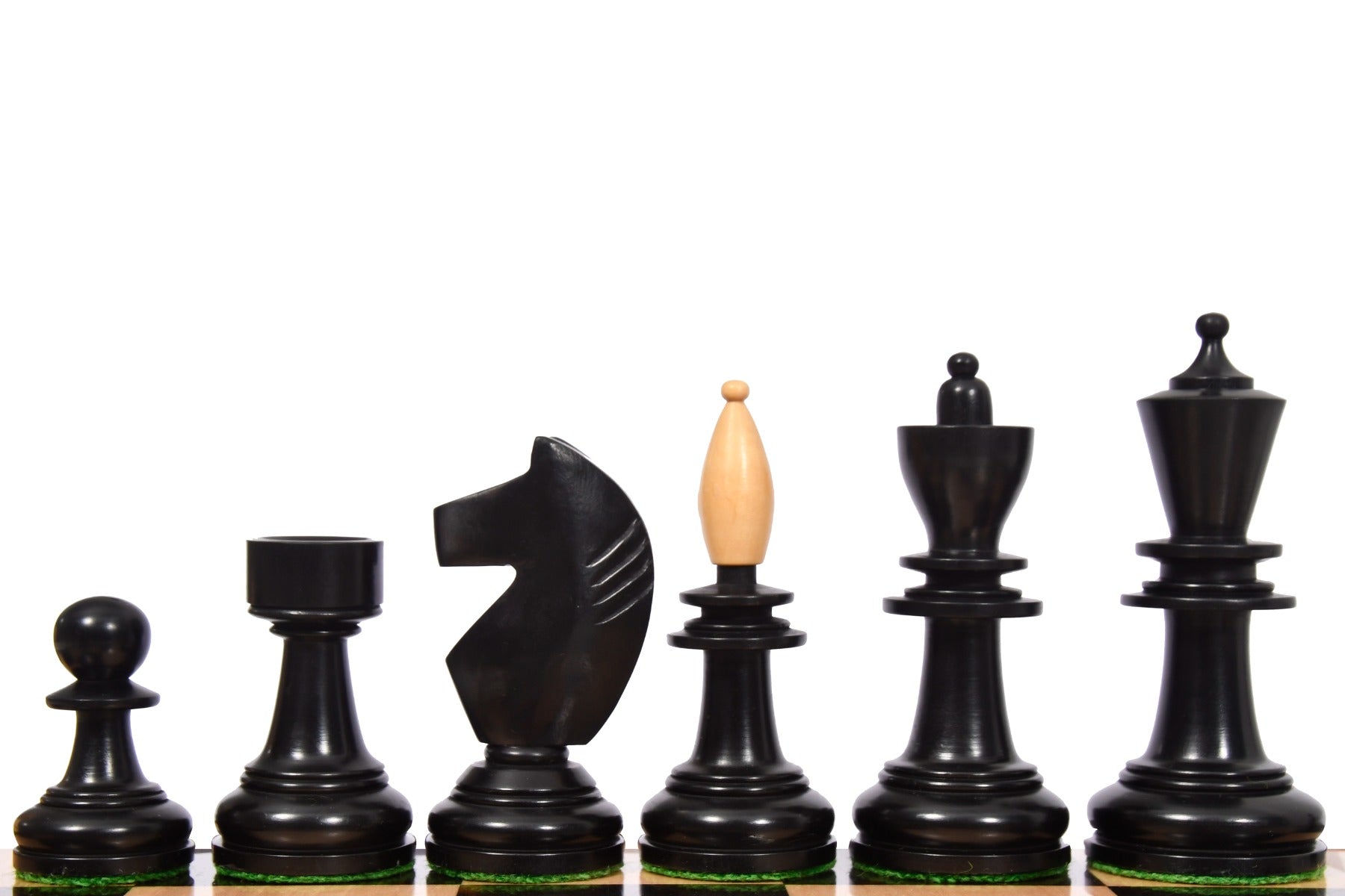 The Reproduced Hungarian Chess Pieces in Ebonized Boxwood & Natural Boxwood - 3.9" King