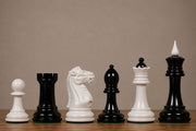 Reproduced 1940 Soviet Club Chess Set Ebony & Ivory White Painted 4.0" King