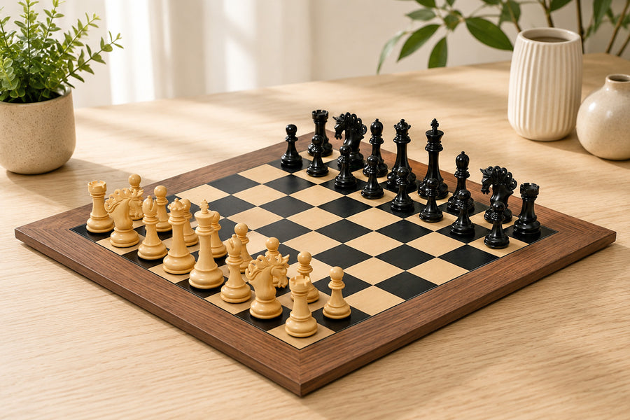 Pegasus Artisan Chess Set in Ebony Boxwood 4.6" King with 24" Board