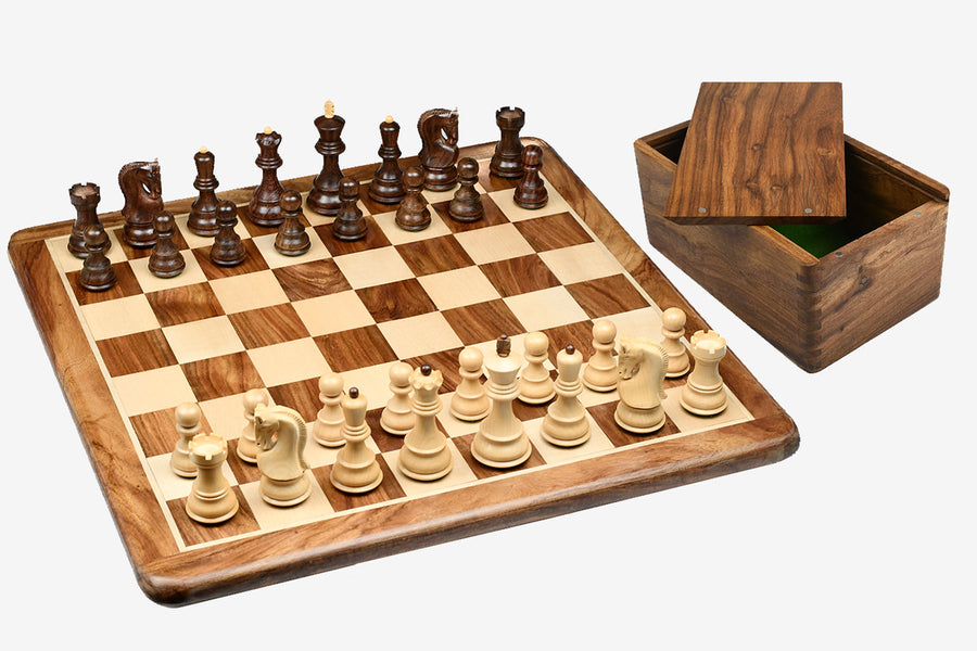1959 Russian Zagreb Chess Pieces in Sheesham wood/Boxwood with Board & Box - 3.8" King
