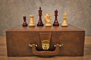 Combo of The French Warrior Luxury Chess Pieces in Bud Rose & Box Wood - 4.9" King with Storage Box