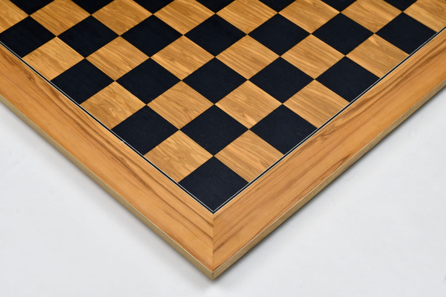 Deluxe Black Dyed Poplar & Olive Matte Finish Chess Board 22" 55mm