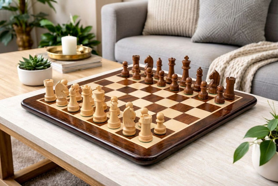Championship Series Chess Pieces Sheesham & Boxwood 3.75" with Board