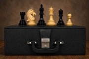 2016 Bridle Series Luxury Chess Pieces in Ebony Wood / Boxwood - 4.2" King with Storage Box