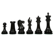 Reproduced 1849 Staunton Pattern Camel Bone Chess Set in Black Dyed & Bleached White - 3.7" King
