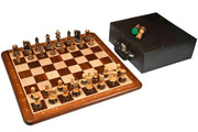 1959 Reproduced Russian Zagreb Series Chess Pieces in Burnt Boxwood - 3.89" King  with Box & Board